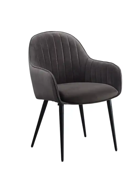 Caspian Side Chair, Dark Gray Fabric and Black Finish