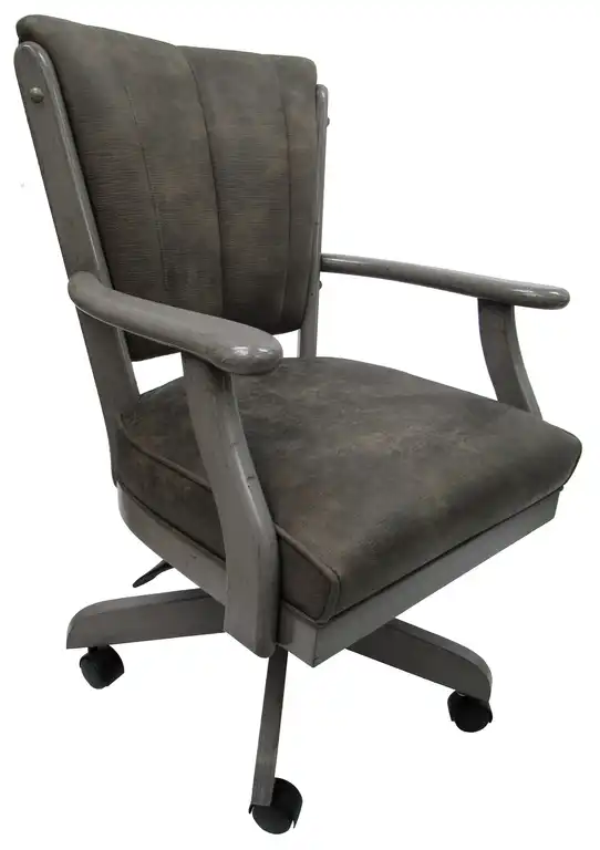 Caster Dining Chair On Wheels Solid Wood, Classic, Iron Gray
