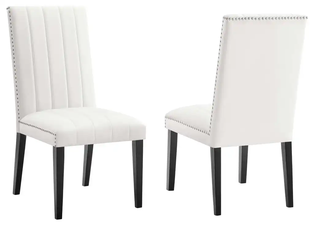 Catalyst Performance Velvet Dining Side Chairs Set of 2, White