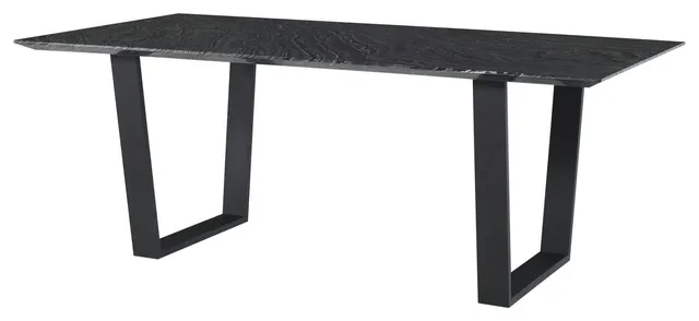 Catrine Black Wood Vein Stone Dining Table, HGNA485