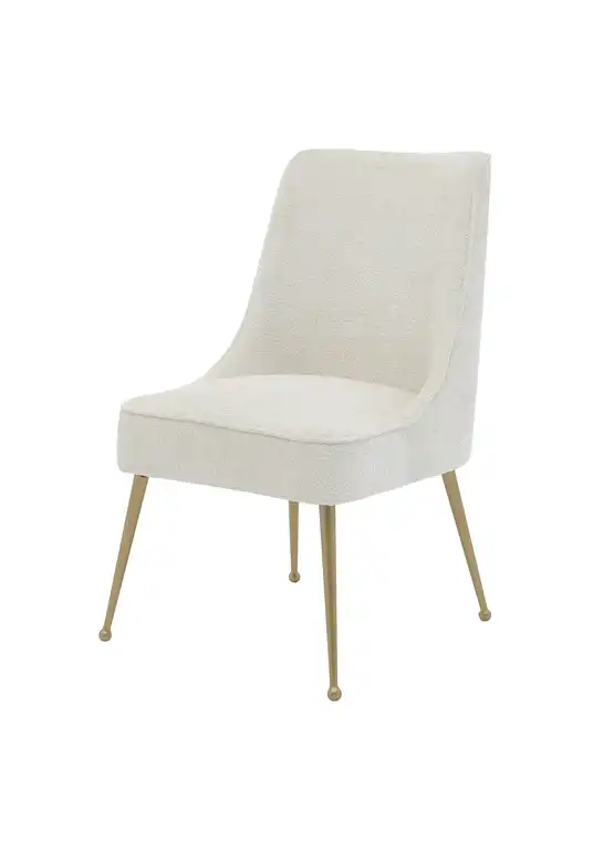 Cedric Fabric Dining Side Chair Gold Legs, Set of 2, Opus Cream