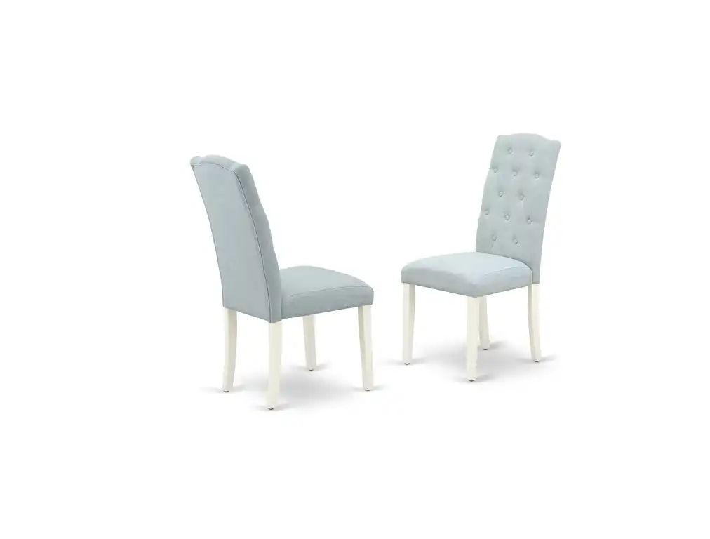 Celina Parson Chair With Linen White Leg and Linen Fabric Baby Blue, Set of 2