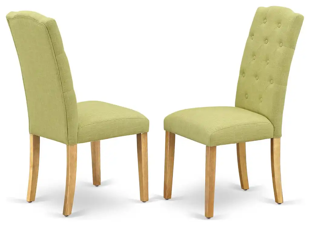 Celina Parson Chair With Oak Leg and Linen Fabric Limelight, Set of 2