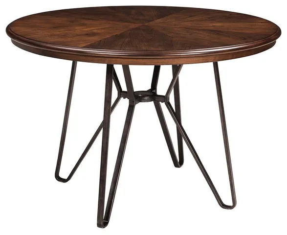 Centiar Round Dining Room Table, Casual Style, Two-Tone Brown