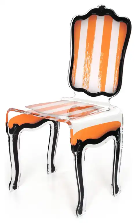 Chair, Charleston, Skull, Orange Stripe