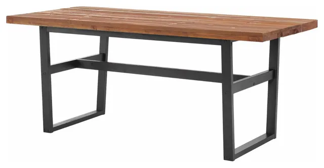 Chestnut Cedar Top Dining Table, Industrial Metal Base & Industrial Style