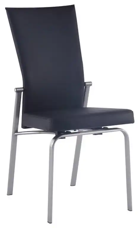 Chintaly Imports Molly Motion-Back Faux Leather Side Chair, Black, Set of 2