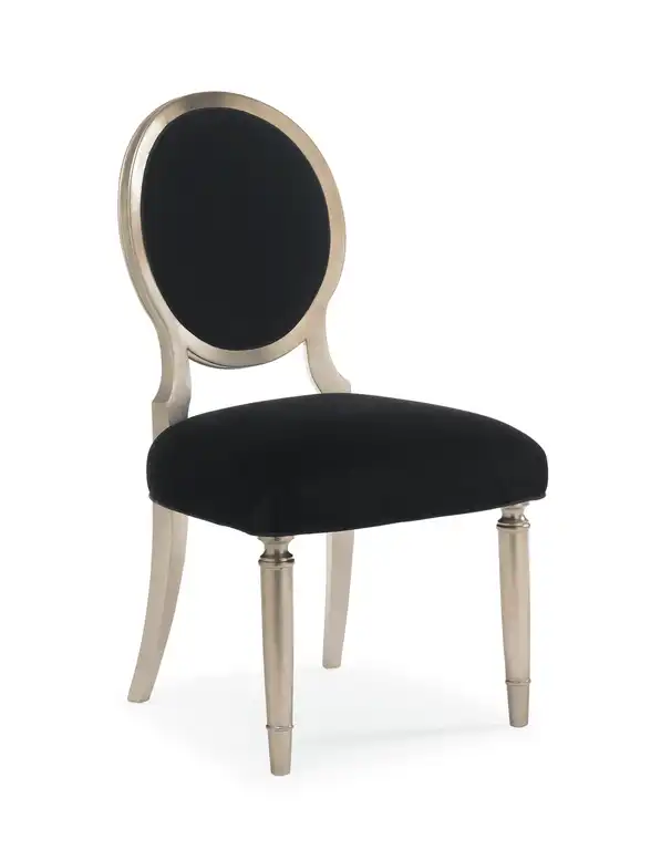 Chit-Chat, Black Velvet and Silver Leaf Side Chair, Set of 2