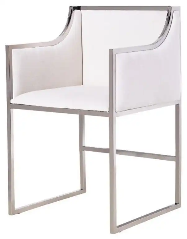 Chrome Elegant Dining Chair, White