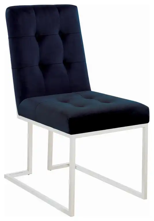 Cisco Upholstered Dining Chairs Ink Blue and Chrome (Set of 2)