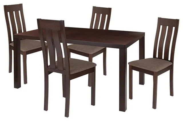 Clinton 5-Piece Espresso Wood Dining Table Set, Espresso