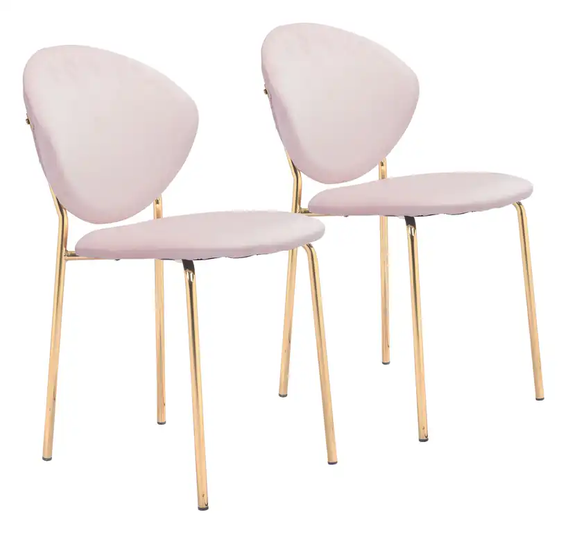 Clyde Dining Chair, Set of 2 Pink & Gold