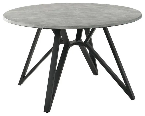 Coaster Neil Round Modern Wood Top Dining Table Concrete and Black