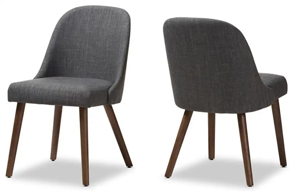 Cody Mid-Century Fabric Upholstered Walnut Wood, Dining Chair Set