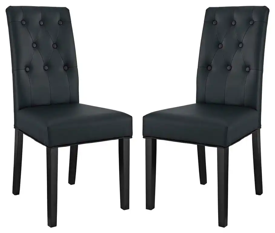Confer Dining Side Chair Vinyl Set of 2, Black