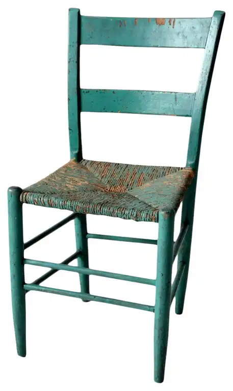 Consigned, Antique Painted Rush Seat Chair