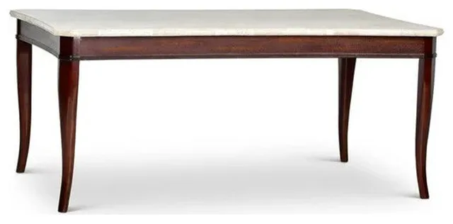 Contemporary Dining Table with Cherry Wood Base & Rectangular Marble Top