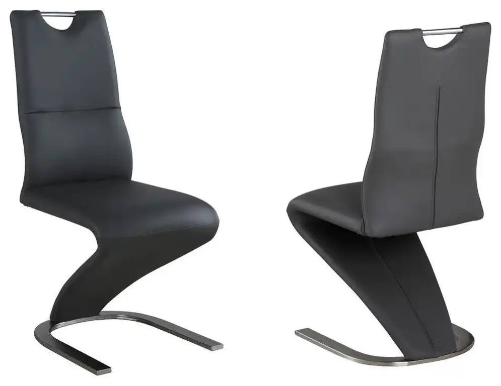 Contemporary Handle Back Side Chair - Set Of 2, Gray