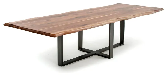 Contemporary Live Edge Dining Table, Black Walnut, 84x48x31