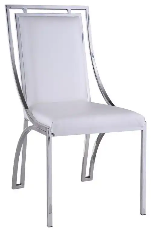 Contemporary Open Frame Side Chair - Set Of 2, White