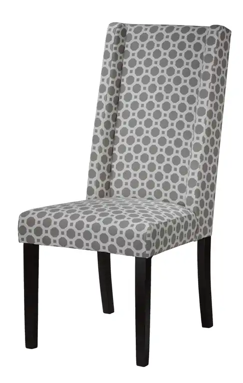 Cortesi Home Jenna Dining Chair, Gray Pattern Fabric, Set of 2