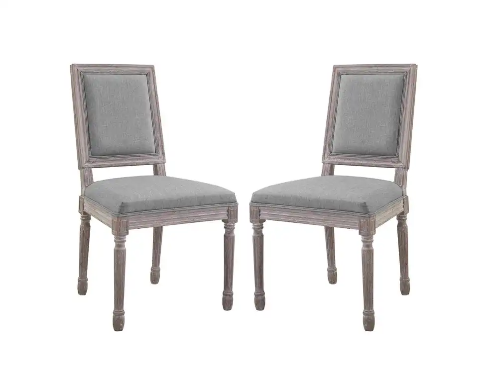 Court Dining Side Chair Upholstered Set of 2, Light Gray