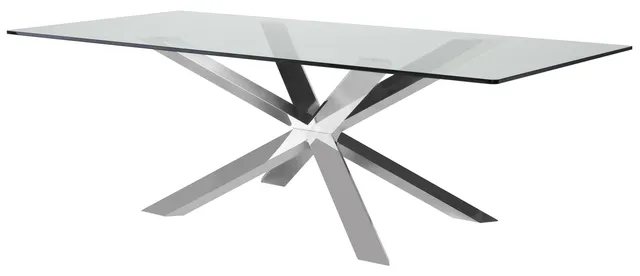 Couture Dining Table, Glass/Silver, 94"