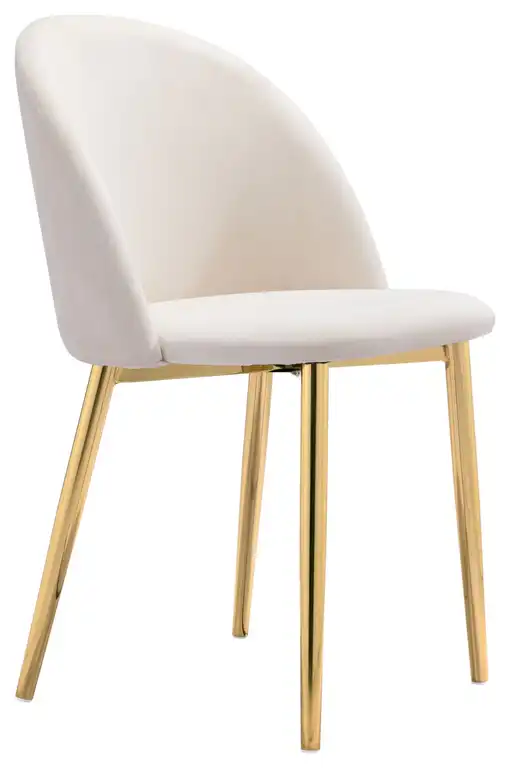 Cozy Dining Chair, Set of 2, Cream and Gold