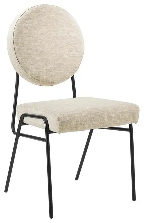 Craft Upholstered Fabric Dining Side ChairsSet of 2, Black Beige