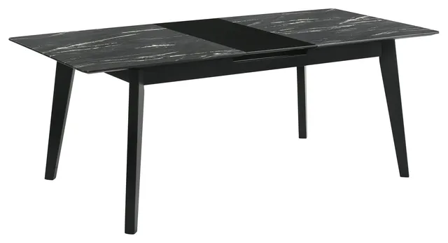 Crestmont 78" Extension Dining Table Black Faux Marble