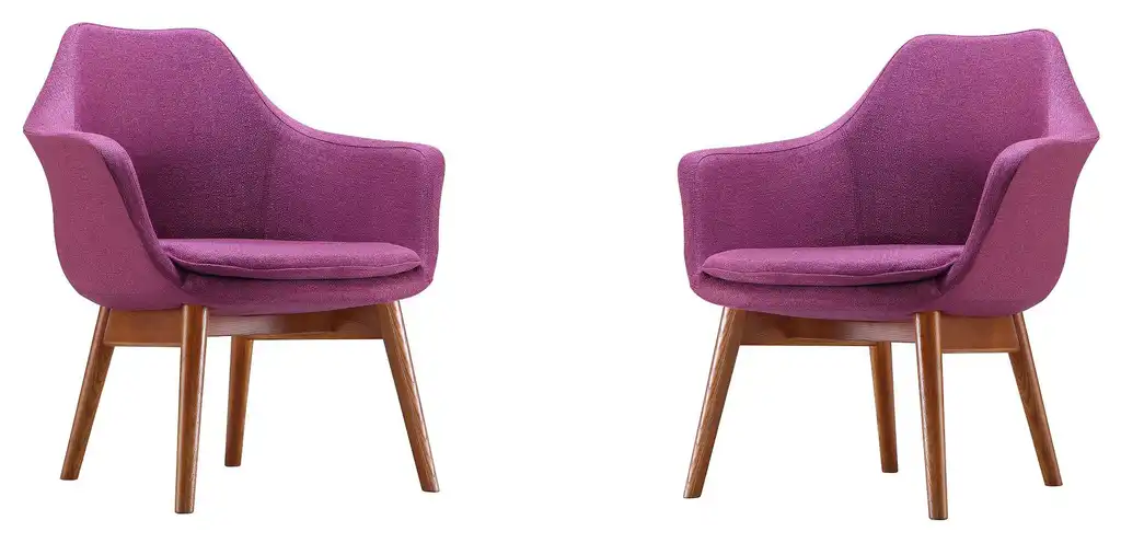 Cronkite Accent Chair, Plum and Walnut, Set of 2