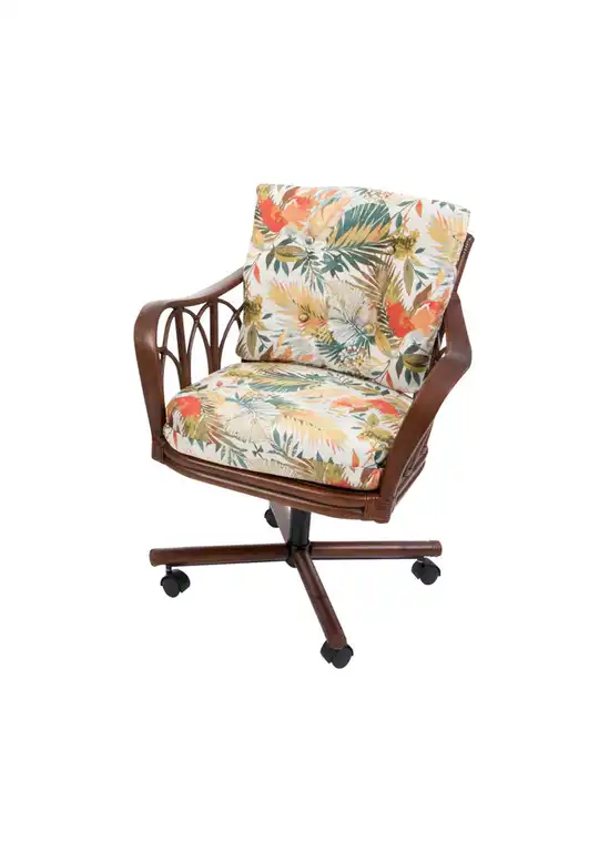 Cuba Tilt Swivel Caster Dining Chair In Sienna With Tuvalu Sunset