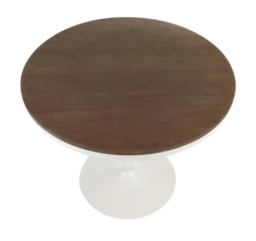 Dakota Dining Table, White Metal and Brown Wood-Pressed Grain Bamboo