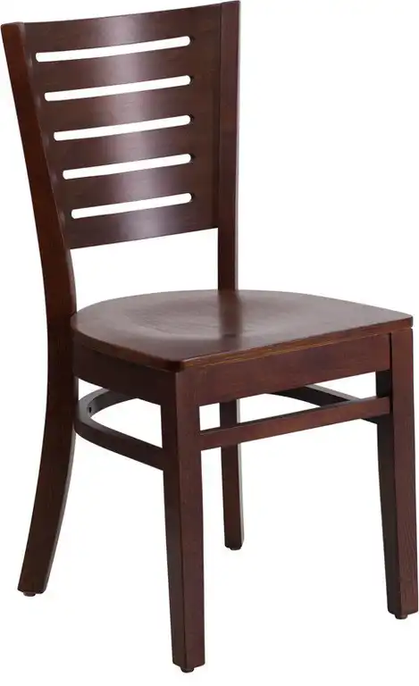 Darby Series Slat Back Walnut Wood Restaurant Cha