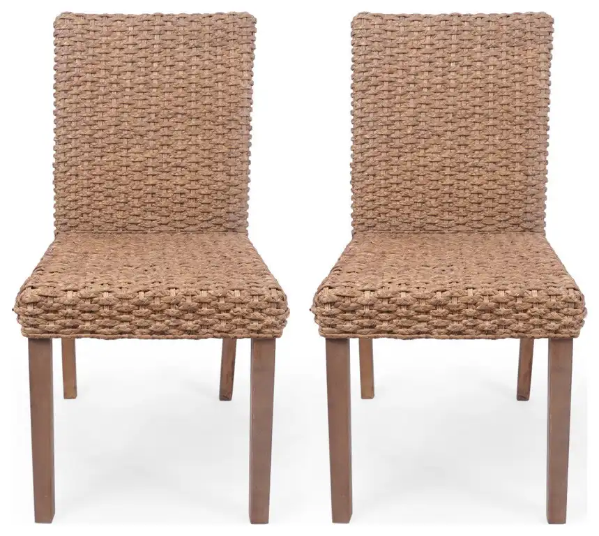 Dario Boho Wicker Dining Chair, Set of 2, Light Brown