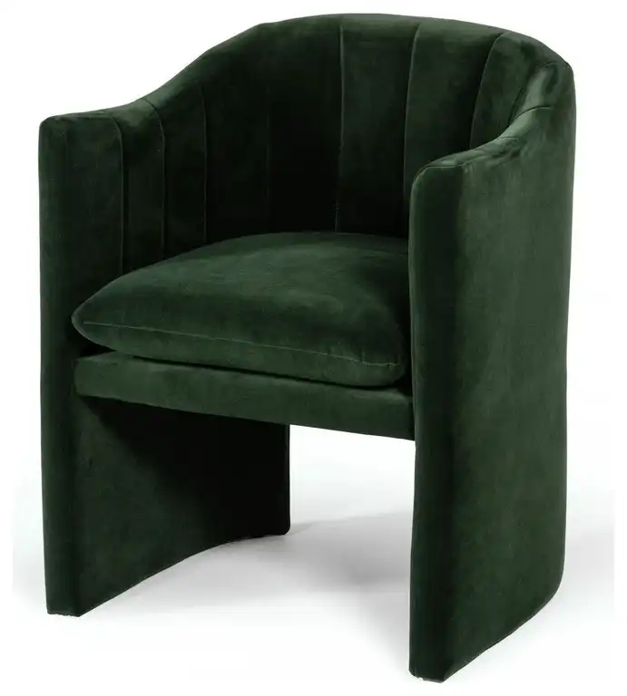 Dark Green Velvet Modern Curvilinear Dining Chair