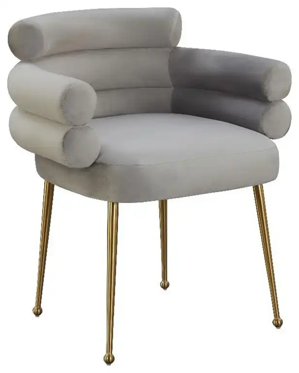 Dente Upholstered Grey Velvet Dining Chair