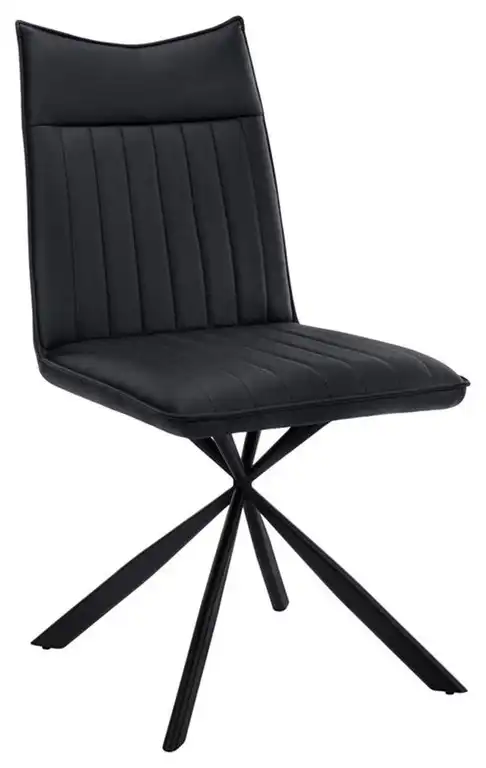 Dining Chair Set Of 2 Side Kitchen Dining Room Pu Leather Look Black