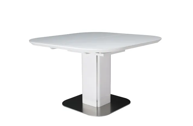 Dining table bevel edge top in 5mm pure white glass with MDF