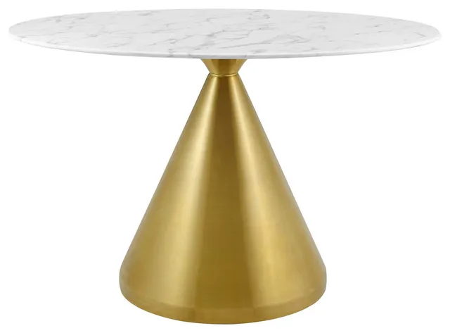 Dining Table, Oval, Artificial Marble, Metal, Gold White, Cafe Bistro Restaurant