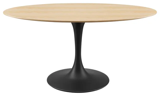 Dining Table, Oval, Wood, Black Brown Natural, Modern, Cafe Bistro Restaurant