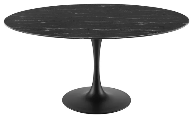 Dining Table, Round, Artificial Marble, Metal, Black, Modern, Bistro Restaurant