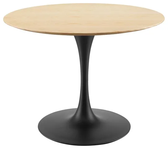 Dining Table, Round, Wood, Black Brown Natural, Modern, Cafe Bistro Restaurant