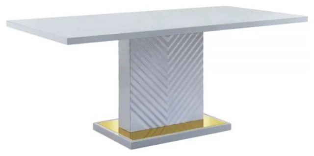 Dn01261 Dining Table, Gray High Gloss Finish, Gaines