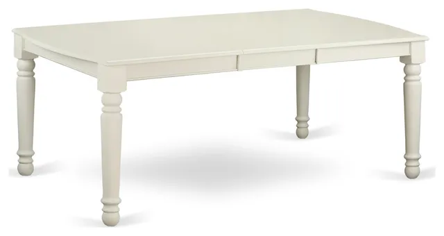 Dot-Lwh-T Dover Dining Room Table With 18" Butterfly Leaf -Linen White Finish.