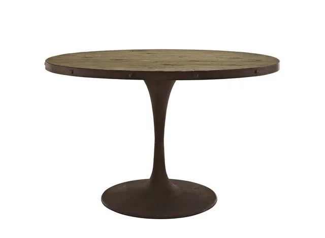 Drive 47" Oval Pine Wood Top and Iron Dining Table, Brown