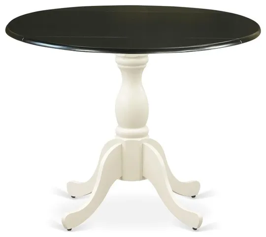 DST-BLW-TP - Dining Table - Black Table Top and Linen White Pedestal Leg Finish