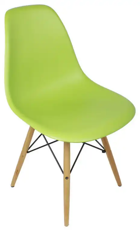 DSW Lime Green Mid Century Modern Dining Shell Chair, Wood Eiffel Legs