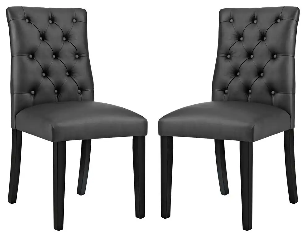 Duchess Dining Chair Vinyl Set of 2, Black