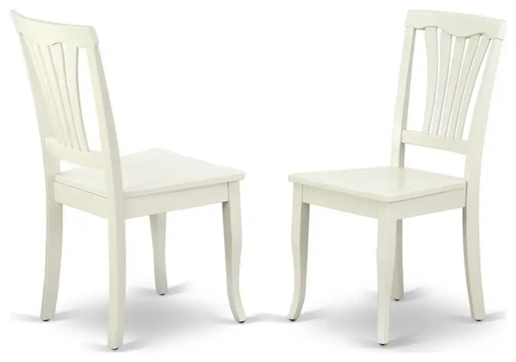 East West Furniture Avon 23" Wood Dining Chairs in Linen White (Set of 2)